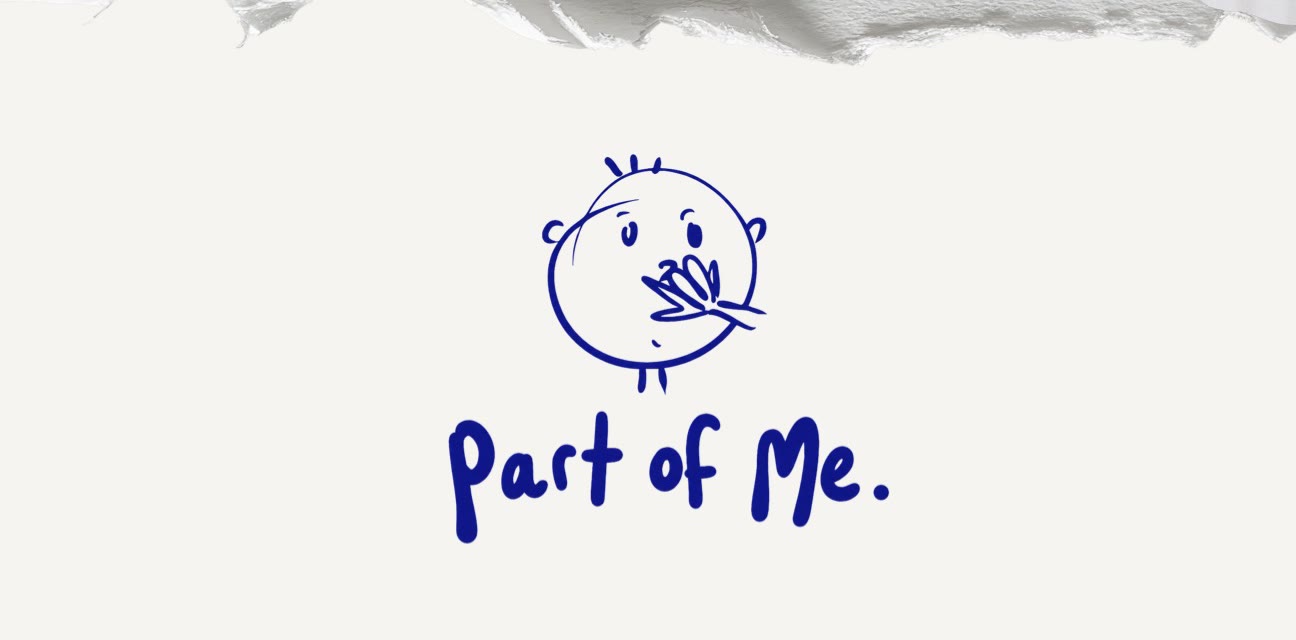The Part of Me pitch cover — a hand-drawn bird logo on torn paper